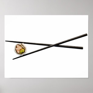 Affiches Sushi Roll & Chopsticks - Modèle Customisé