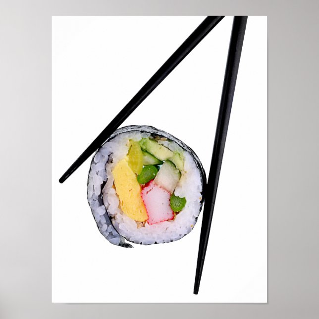Affiches Sushi Roll & Chopsticks - Modèle Customisé (Devant)
