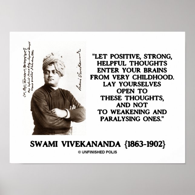 Affiches Swami Vivekananda Réflexions positives et utiles (Devant)