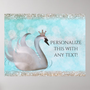 Affiches Swan Princess Faux Gold Parties scintillant Fairy 