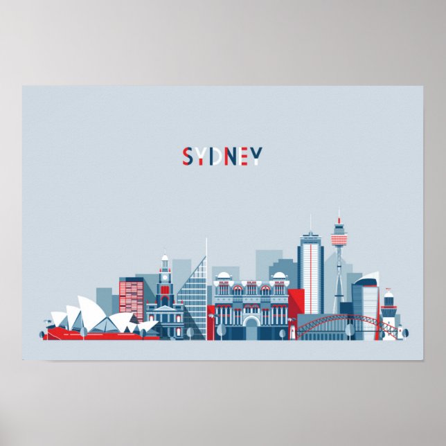 Affiches Sydney Australia City Skyline (Devant)