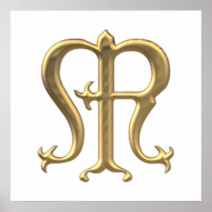 Affiches Symbole "3-D" d'or de la Vierge Marie