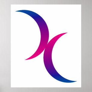Affiches Symbole bisexuel de fierté de double croissant de