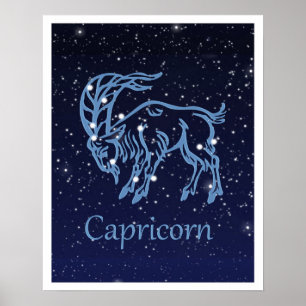 Affiches Symbole Capricorne Constellation et Zodiaque avec 
