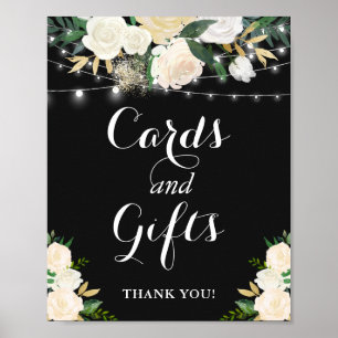 Affiches Symbole crème Floral String Lights Cartes et Cadea