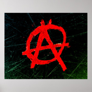 Affiches Symbole d'anarchie rouge grungy