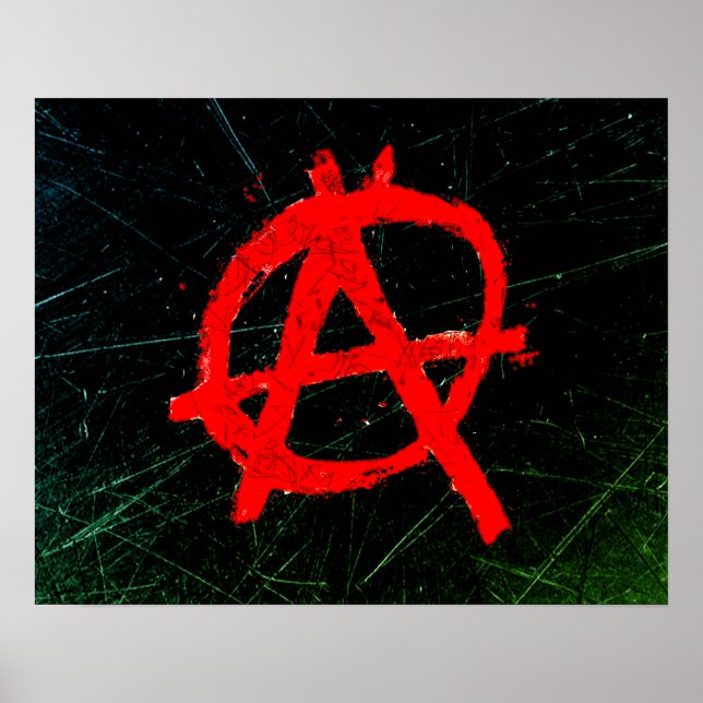 Affiches Symbole d'anarchie rouge grungy (Devant)