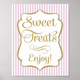 Affiches Symbole de dessert Soins doux en or rose