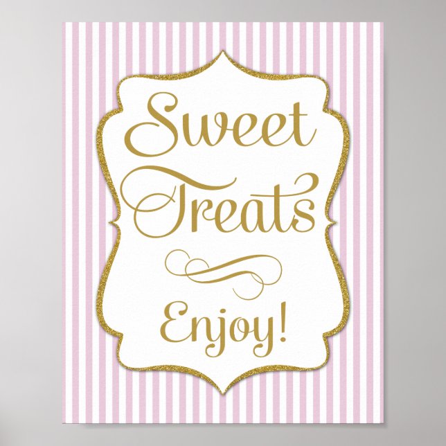 Affiches Symbole de dessert Soins doux en or rose (Devant)