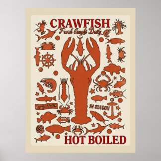 Affiches Symbole de l'écrevisse à chaud