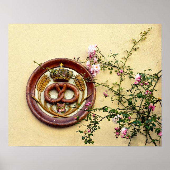 Affiches Symbole de Pretzel couronné et Rose (Devant)