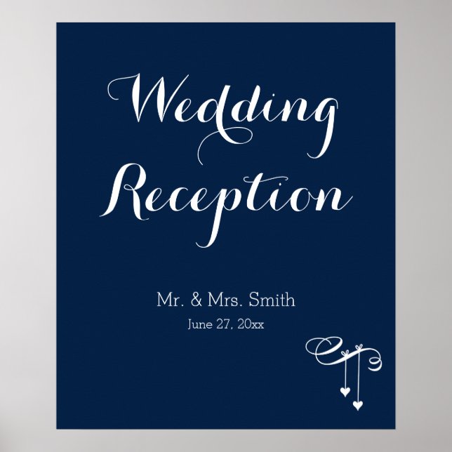 Affiches Symbole de réception customisé Marine Blue Wedding (Devant)