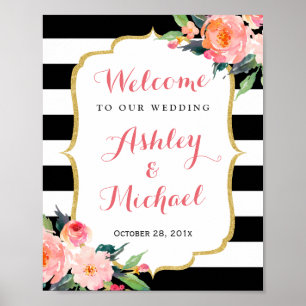 Affiches Symbole de réception de mariage Aquarelle Botaniqu