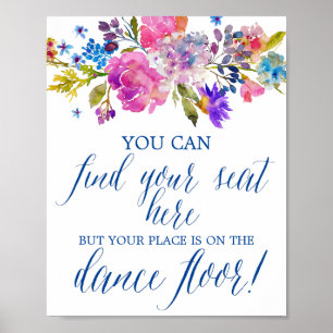 Affiches Symbole de réception de mariage aux fleurs violett