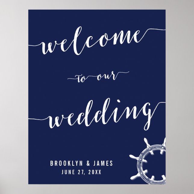Affiches Symbole de réception de mariage bleu marine 22x28 (Devant)