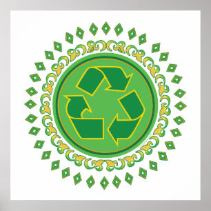 Affiches SYMBOLE DE RECYCLAGE DE Médallion