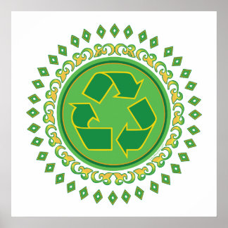 Affiches SYMBOLE DE RECYCLAGE DE Médallion