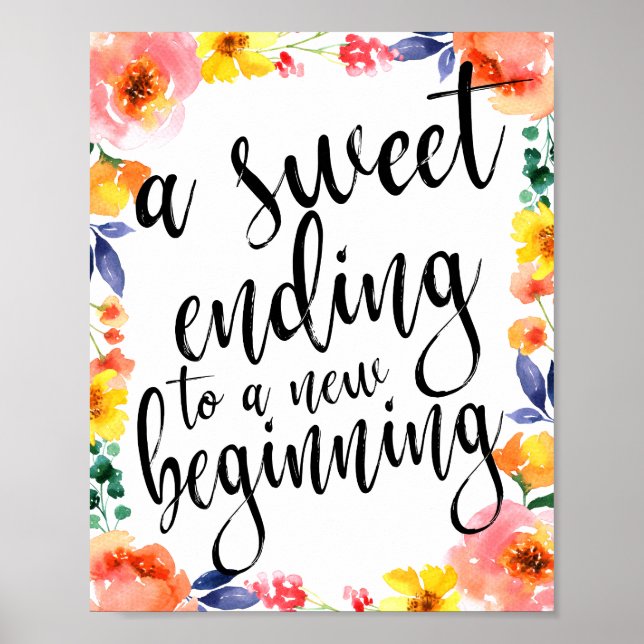 Affiches Symbole des Faveurs d'aquarelle florale de 8x10 (Devant)