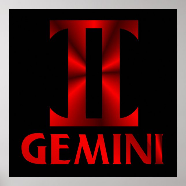 Affiches Symbole d'horoscope Gemini rouge (Devant)