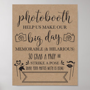 Affiches Symbole du mariage du hashtag Photobooth