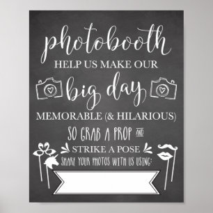 Affiches Symbole du mariage du hashtag Photobooth