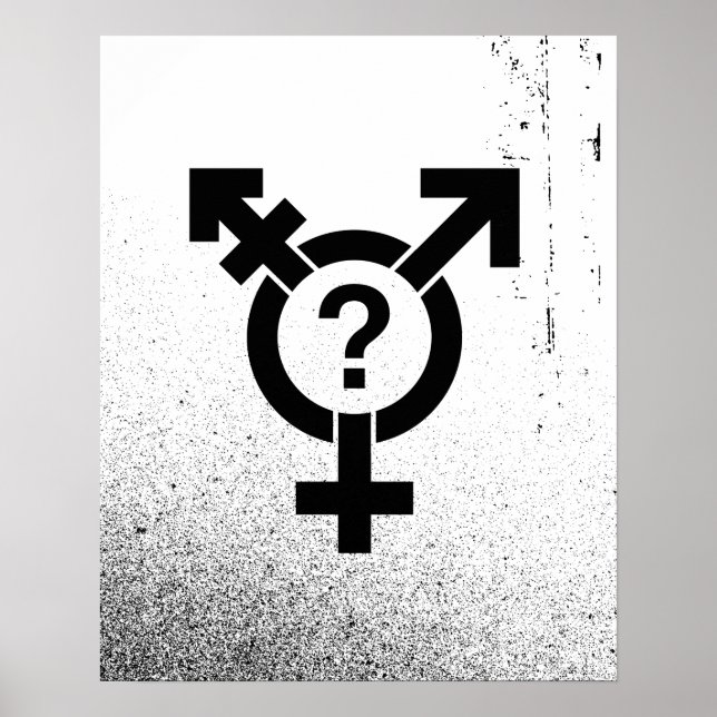AFFICHES SYMBOLE GENDERQUEER NOIR (Devant)