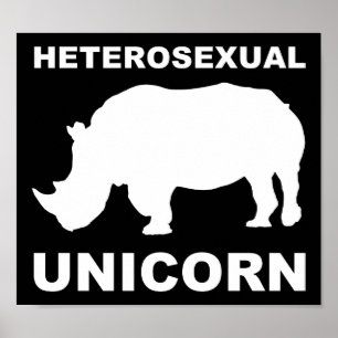 Affiches Symbole Hétérosexuel Unicorne Rhinoceros Funny Pos