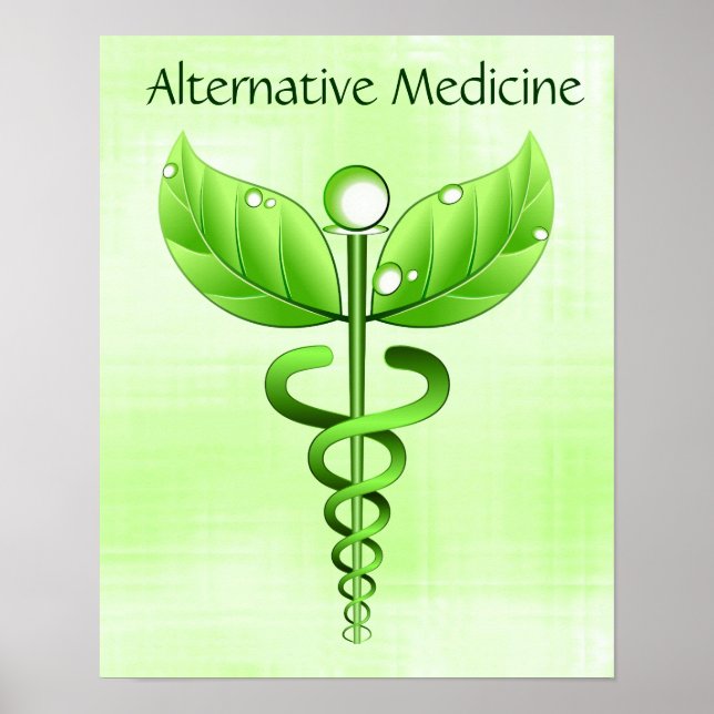 Affiches Symbole Light Alternative Green Medicine Caduceus (Devant)