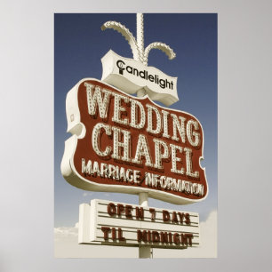 Affiches Symbole mariage Chapelle Retro Neon