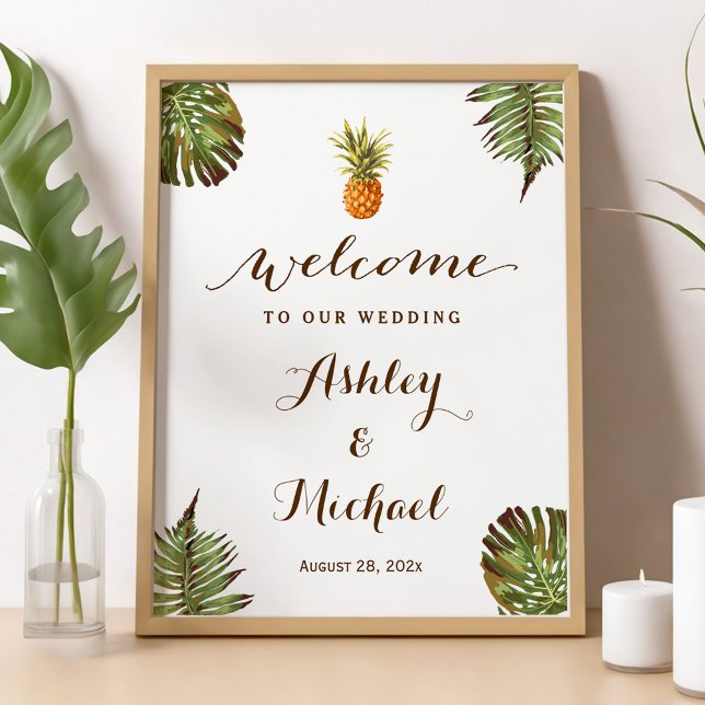 Affiches SYMBOLE Mariage Feuille d'ananas Luau (Créateur téléchargé)