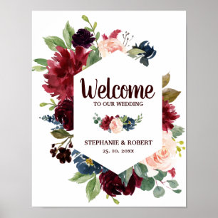 Affiches SYMBOLE Mariage Rustique Boho de la Marine Rouge d