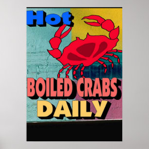 Affiches Symbole quotidien des crabes bouillis à chaud