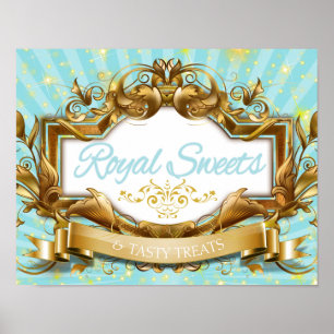 Affiches Symbole Royal Sweets and Tasty Traitements Bleu et