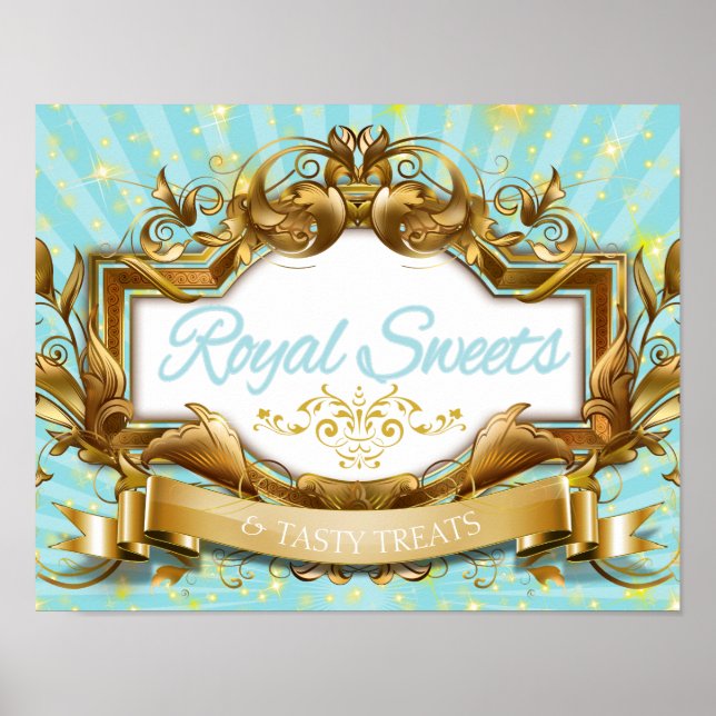 Affiches Symbole Royal Sweets and Tasty Traitements Bleu et (Devant)