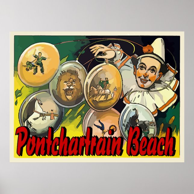 Affiches Symbole Vintage de Pontchartrain Beach Clown Acts (Devant)