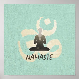 Affiches SYMBOLE vintage Namaste Gold Om Lin vert Yoga