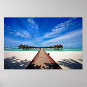 Affiches Symétrie Idyllique. Villas Sur L'Eau Maldives
