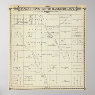 Affiches T22S R23E Tulare County Section Map