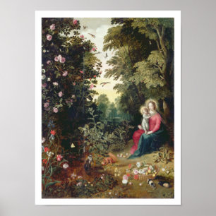 Affiches T32789 Madonna et l'enfant dans un paysage