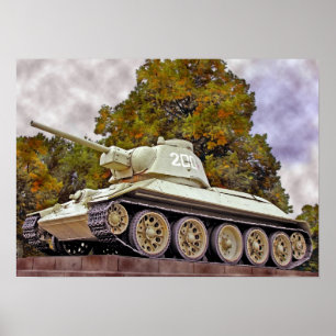 Affiches T-34 réservoir russe, mémorial de guerre