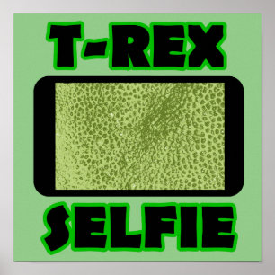 Affiches T-Rex Selfie Armoiries Courtes Dinosaure Drôle Pos