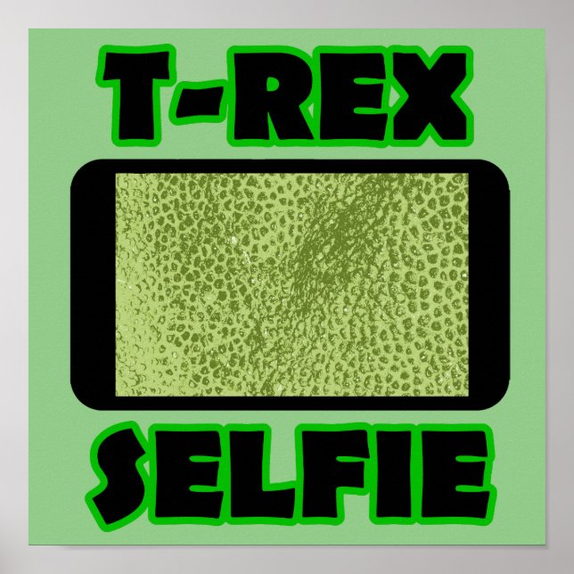 Affiches T-Rex Selfie Armoiries Courtes Dinosaure Drôle Pos (Devant)