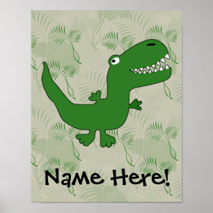 Affiches T-Rex Tyrannosaurus Rex Dinosaur Cartoon Enfants G
