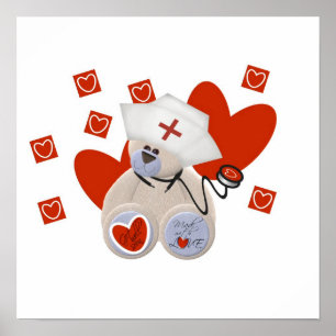 Affiches T-shirts et cadeaux d'amour d'infirmière d'ours d