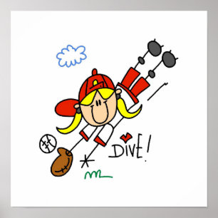 Affiches T-shirts et cadeaux du base-ball de filles de