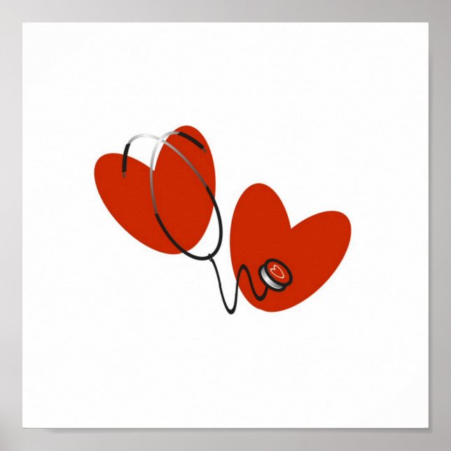 Affiches T-shirts et cadeaux Hearts and Stethoscope (Devant)