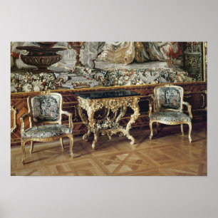 Affiches Table de console et deux fauteuils, 1745