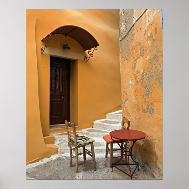 Affiches Table de trottoir, Canée, Crète, Grèce (Devant)