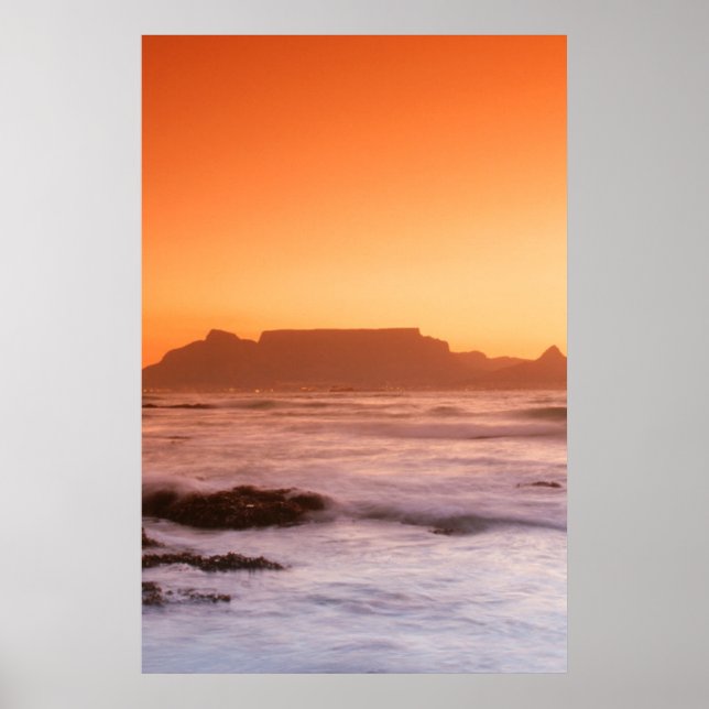 Affiches Table Mountain au coucher du soleil, Bloubergstran (Devant)