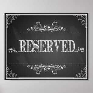 Affiches Table "Réservé" d'impression mariage vintage